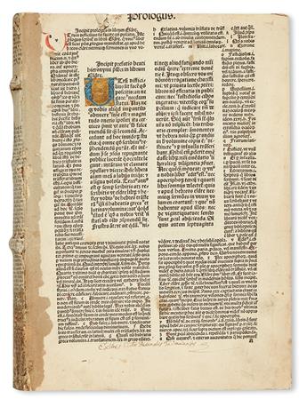 INCUNABULA  BIBLE IN LATIN.  [Biblia cum Postillis Nicolai de Lyra.]  Vols. 2-3 (of 4):  Ezra-2 Maccabees.  1487